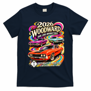 2026 Groovy Woodward Detroit To Pontiac Car Show T-Shirt - Navy Blue