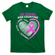 25 Years And Counting Hope Love Breast Cancer T-Shirt - Irish Green