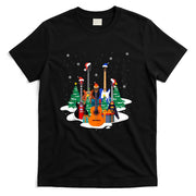 Guitar Santa Hat Christmas Tree Funny Music Loves Xmas Gifts T-Shirt