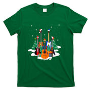 Guitar Santa Hat Christmas Tree Funny Music Loves Xmas Gifts T-Shirt