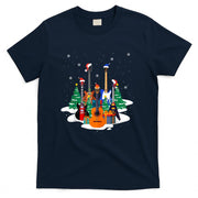 Guitar Santa Hat Christmas Tree Funny Music Loves Xmas Gifts T-Shirt