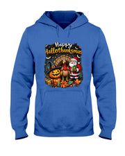happy hallothanksmas for halloween thanksmas holiday season T-Shirt