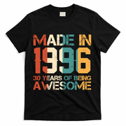 30th Birthday Made In 1996 30 Years Of Being Awesome T-Shirt - Black