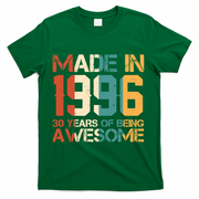 30th Birthday Made In 1996 30 Years Of Being Awesome T-Shirt - Green