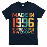 30th Birthday Made In 1996 30 Years Of Being Awesome T-Shirt - Navy
