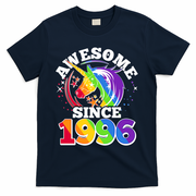 30th Birthday Rainbow Unicorn Awesome Since 1996 T-Shirt - Navy