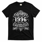 30th Birthday Vintage Scroll Border Legends Were Born Age Perfectly 1996 T-Shirt - Black
