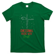 Christmas Begins With Christ Cross Christian Religious Xmas T-Shirt