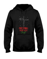 Christmas Begins With Christ Cross Christian Religious Xmas T-Shirt