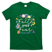 Faith Over Fear Flower Butterfly Christian Bible Verse T-Shirt