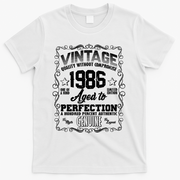 40th Birthday 1986 Vintage Quality Without Compromise Aged To Perfection Genuine T-Shirt - White