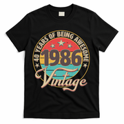 40th Birthday 40 Years Of Being Awesome 1986 Vintage  T-Shirt - Black