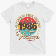 40th Birthday 40 Years Of Being Awesome 1986 Vintage  T-Shirt - White