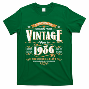 40th Birthday Age Perfectly Original Parts Vintage Made In 1986 Premium Quality T-Shirt - Green
