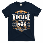 40th Birthday Age Perfectly Original Parts Vintage Made In 1986 Premium Quality T-Shirt - Navy