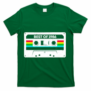40th Birthday Best Of 1986 Cassette Mix Tape  T-Shirt - Green