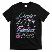 40th Birthday Chapter 40 Fabulous Since 1986 Rhinestones Diamonds T-Shirt - Black