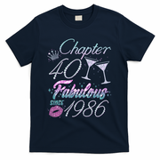 40th Birthday Chapter 40 Fabulous Since 1986 Rhinestones Diamonds T-Shirt - Navy