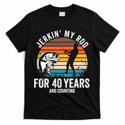 40th Birthday Gift For Fisherman Funny Fishing 40 Bday T-Shirt - Black
