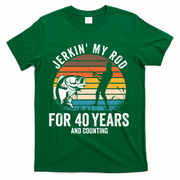 40th Birthday Gift For Fisherman Funny Fishing 40 Bday T-Shirt - Green