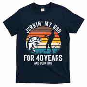 40th Birthday Gift For Fisherman Funny Fishing 40 Bday T-Shirt - Navy
