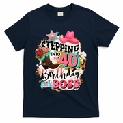 40th Birthday Like A Boss Rodeo Cowboy Funny Cute T-Shirt - Navy
