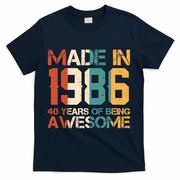 40th Birthday Made In 1986 40 Years Of Being Awesome T-Shirt - Navy