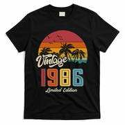 40th Birthday Retro Vintage 1986 Tropical Palm Trees T-Shirt - Black