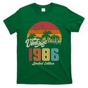 40th Birthday Retro Vintage 1986 Tropical Palm Trees T-Shirt - Green
