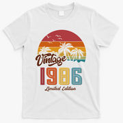 40th Birthday Retro Vintage 1986 Tropical Palm Trees T-Shirt - White