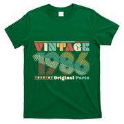 40th Birthday Retro Style Vintage 1986 Original Parts T-Shirt - Green