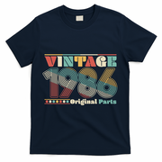 40th Birthday Retro Style Vintage 1986 Original Parts T-Shirt - Navy