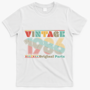40th Birthday Retro Style Vintage 1986 Original Parts T-Shirt - White