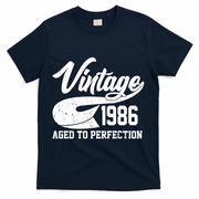 40th Birthday Sporty Vintage 1986 Age To Perfection  T-Shirt - Navy
