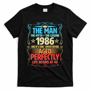 40th Birthday The Man The Myth The Legend 1986 One Of A Kind Limited Edition T-Shirt - Black