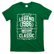 40th Birthday The Original Legend 1986 Awesome Classic  T-Shirt - Green