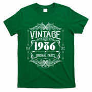 40th Birthday Vintage 1986 Old Style Top Notch Mostly Original Parts Whiskey Label T-Shirt - Green
