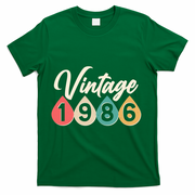 40th Birthday Vintage 1986 Retro Teardrop Design  T-Shirt - Green