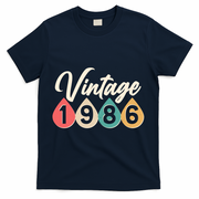 40th Birthday Vintage 1986 Retro Teardrop Design  T-Shirt - Navy