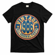 40th Birthday Vintage 1986 All Original Parts Shield Emblem  T-Shirt - Black