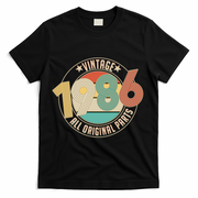 40th Birthday Vintage 1986 All Original Parts Emblem T-Shirt - Black