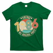 40th Birthday Vintage 1986 All Original Parts Emblem T-Shirt - Green