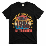 40th Birthday Vintage 1986 40 Years Of Being Awesome Limited Edition  T-Shirt - Black