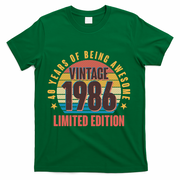 40th Birthday Vintage 1986 40 Years Of Being Awesome Limited Edition  T-Shirt - Green