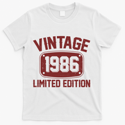 40th Birthday Vintage 1986 Limited Edition Birthday Metal Plate  T-Shirt - White