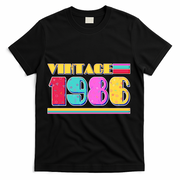 40th Birthday Vintage 1986 1980s Colors  T-Shirt - Black