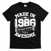 40th Birthday Vintage Crown Made In 1986 40 Years Of Being Awesome T-Shirt - Black