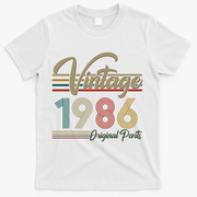 40th Birthday Vintage 1986 Original Parts Birthday T-Shirt - White