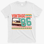 40th Birthday Vintage 1986 Cassette Tape  T-Shirt - White