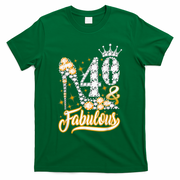 40 & Fabulous 40 Years Old 40th Birthday Diamond Crown Shoes T-Shirt - Green